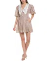 Maje Romelange Geometric-print Linen Mini Dress In White