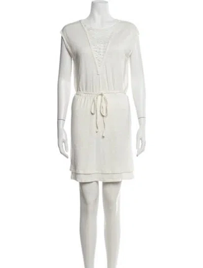 Pre-owned Maje Linen Mini Dress In White