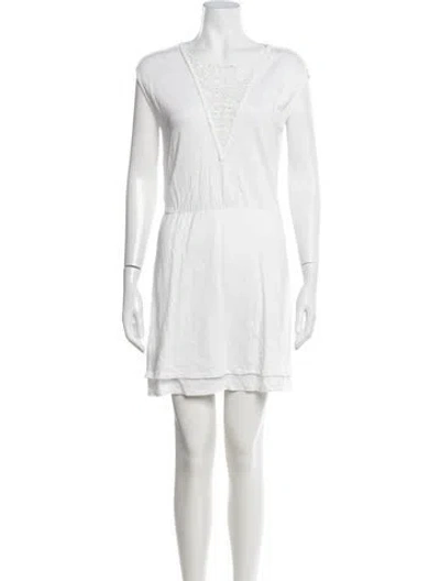Pre-owned Maje Linen Mini Dress In White