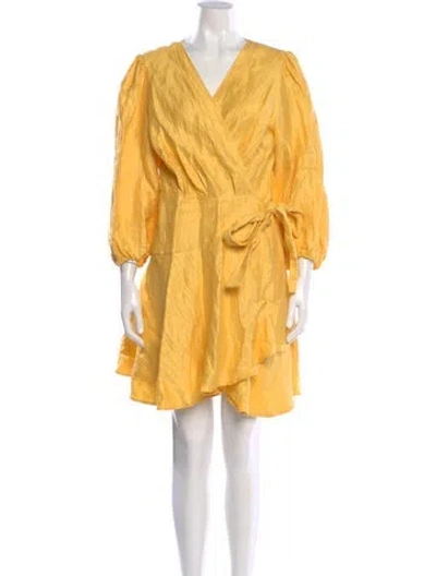 Pre-owned Maje Linen Mini Dress In Yellow