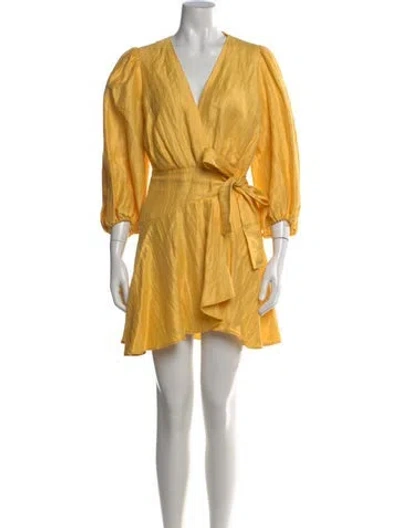 Pre-owned Maje Linen Mini Dress In Yellow