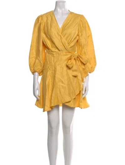 Pre-owned Maje Linen Mini Dress In Yellow