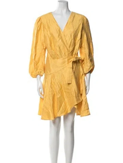 Pre-owned Maje Linen Mini Dress In Yellow
