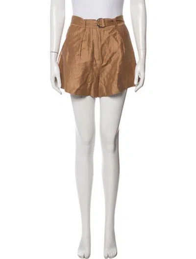 Pre-owned Maje Linen Mini Shorts In Brown
