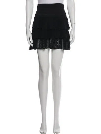 Pre-owned Maje Linen Mini Skirt In Black