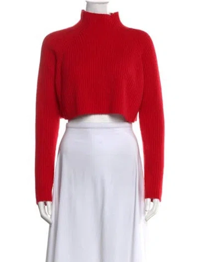 Pre-owned Maje Linen Mock Neck Sweater In Red