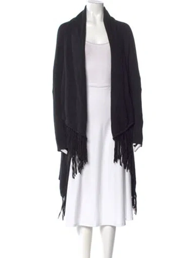 Pre-owned Maje Linen Open Front Sweater In Black