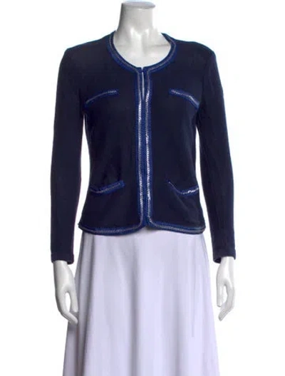 Pre-owned Maje Linen Open Front Sweater In Blue