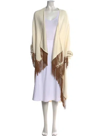 Pre-owned Maje Linen Open Front Sweater In Neutral
