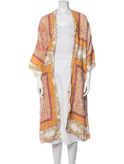 Pre-owned Maje Linen Patterned Jacket In Orange