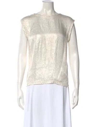 Pre-owned Maje Linen Patterned Top In White