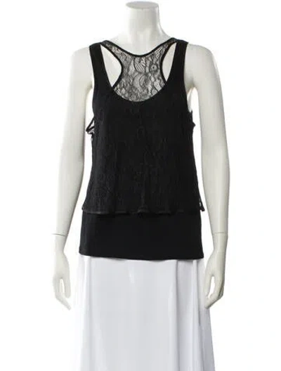 Pre-owned Maje Linen Scoop Neck Top In Black