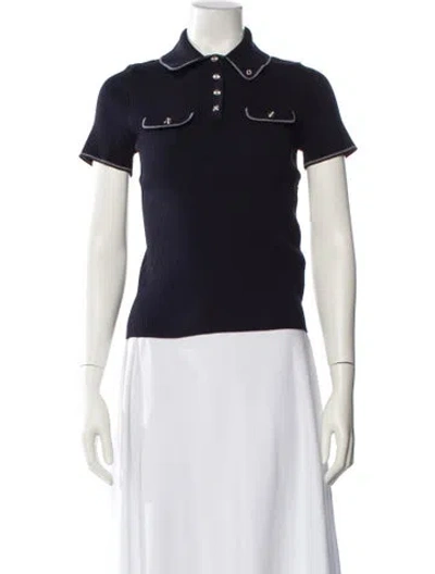 Pre-owned Maje Linen Short Sleeve Polo In Blue