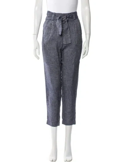 Pre-owned Maje Linen Straight Leg Pants In Blue