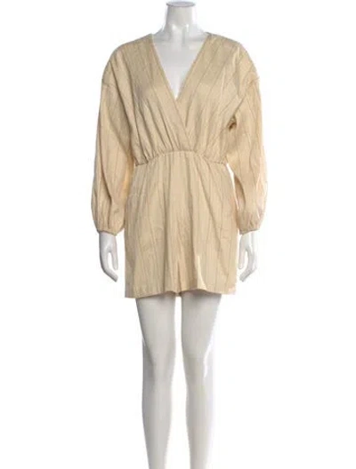 Pre-owned Maje Linen Striped Romper In Neutral
