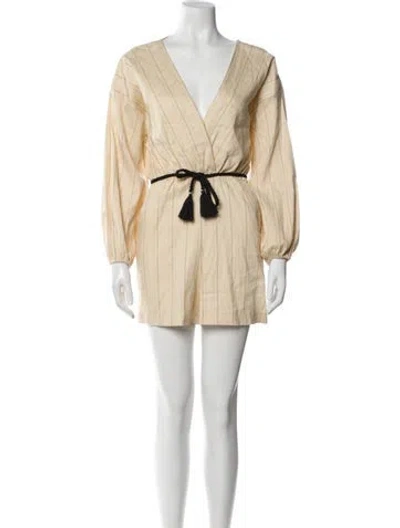 Pre-owned Maje Linen Striped Romper W/ Tags In Neutral