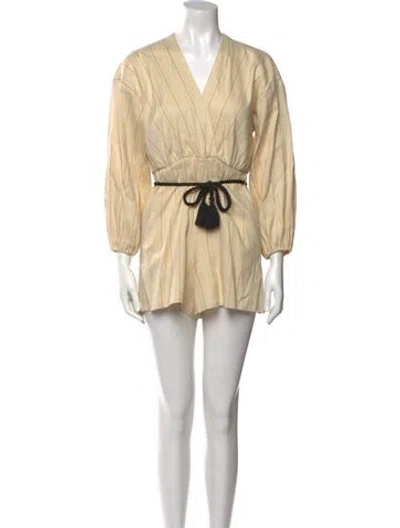 Pre-owned Maje Linen V-neck Romper In Neutral