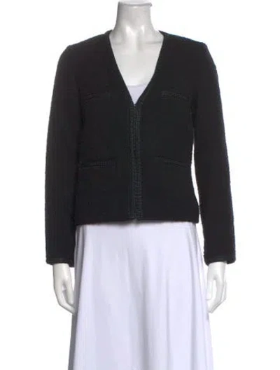 Pre-owned Maje Linen V-neck Sweater In Blue