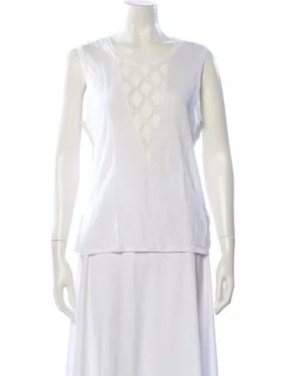 Pre-owned Maje Linen V-neck Top In White