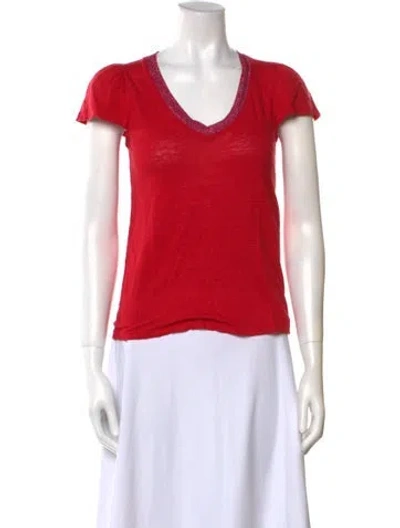 Pre-owned Maje Linen V-neck T-shirt