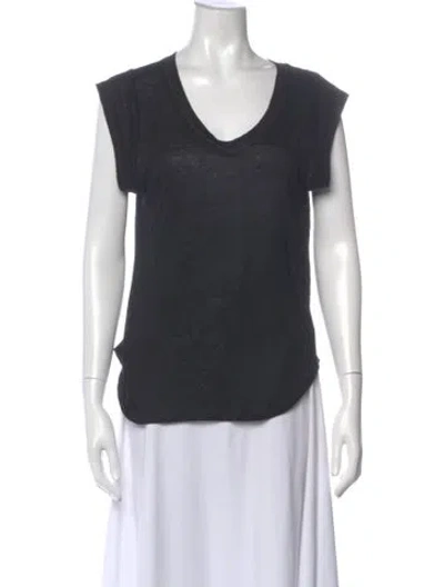 Pre-owned Maje Linen V-neck T-shirt In Gray