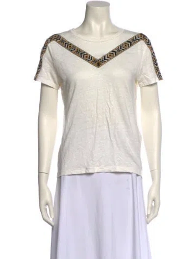 Pre-owned Maje Linen V-neck T-shirt In White