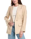 Maje Linen-blend Blazer In Brown