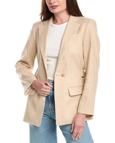 Maje Linen-blend Blazer In Tan