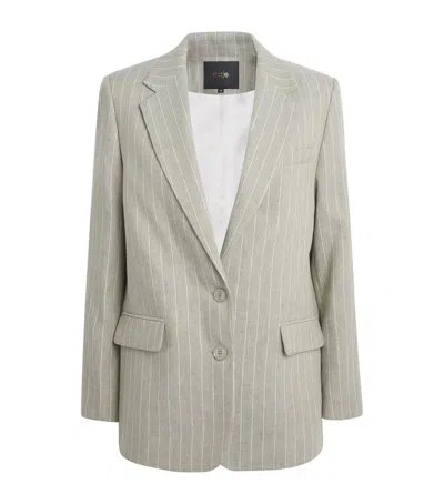 Maje Linen-blend Pinstripe Blazer In Brown