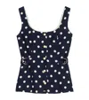 Maje Womens Polka Dot-pattern Button-embellished Linen-blend Top Navy Dots Print In Blue