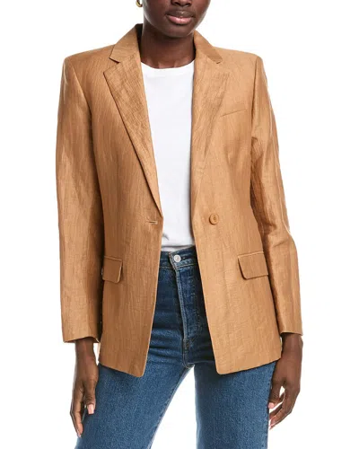 Maje Linen-blend Suit Blazer In Brown