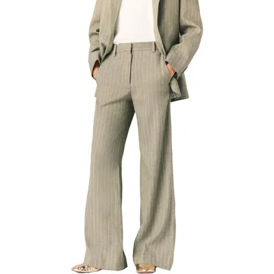 Maje Linen-blend Suit Trousers In Gray