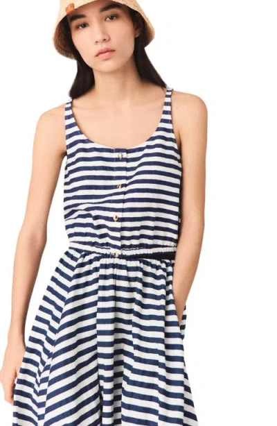 Maje Linen-blend Top In Blue