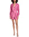Maje Linen-blend V-neck Romper In Pink