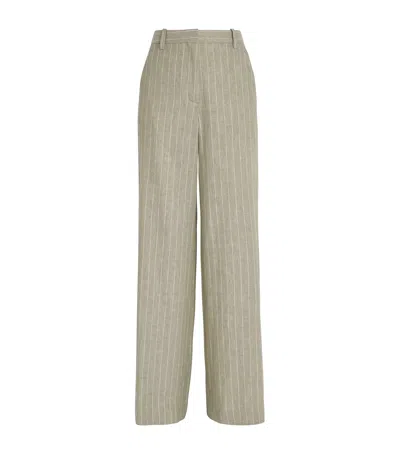 Maje Linen-cotton Blend Tailored Trousers In Brown