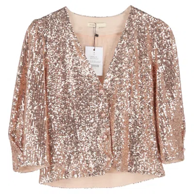 Maje Lipailette Embellished Sequin Blouse In Pink Polyester
