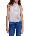 Maje Lirex Metallic Halter Top In Silver