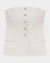 Maje Livalu Strapless Linen-blend Top In Ecru