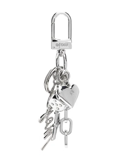 Maje Logo-charm Keyring In Silver