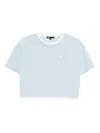Maje Womens Blue Sky Logo-embroidered Layered-effect Cotton T-shirt In Blue