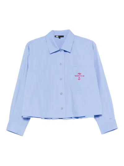 Maje Logo-embroidery Shirt In Blue