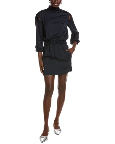 Maje Logo Jacquard Mini Dress In Blue