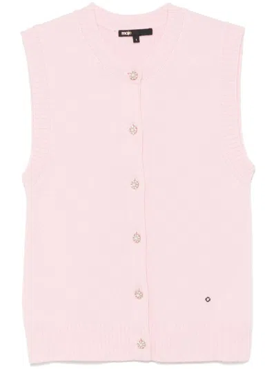 Maje Logo-plaque Vest In Pink