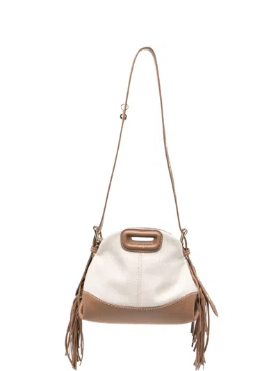 Maje Logo-detail Leather-panelled Tote Bag In Neutral