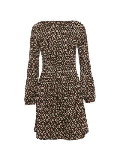 Pre-owned Maje Logo-detail Pattern Midi Dress In Black