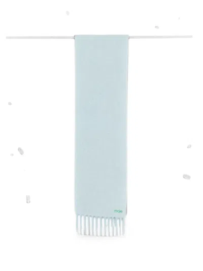 Maje Logo-embroidered Fringed Scarf In Blue
