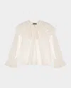 Maje Lolitel Ruffled Sheer Lace Blouse In White