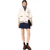 Maje Long Cardigan With Embroidery In Neutral