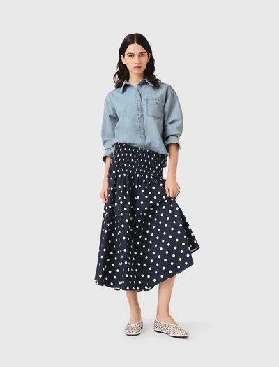 Maje Long Cotton Skirt In Black