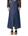 Maje Long Denim Skirt In Navy